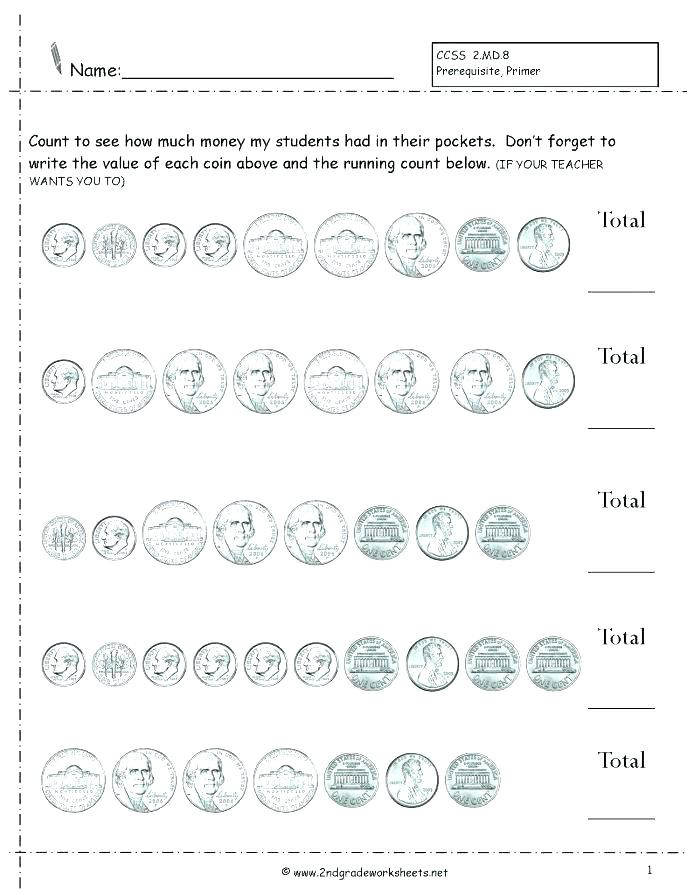 Counting Coins Worksheets 2nd Grade Counting Coins and Bills Worksheets Free Printable Counting