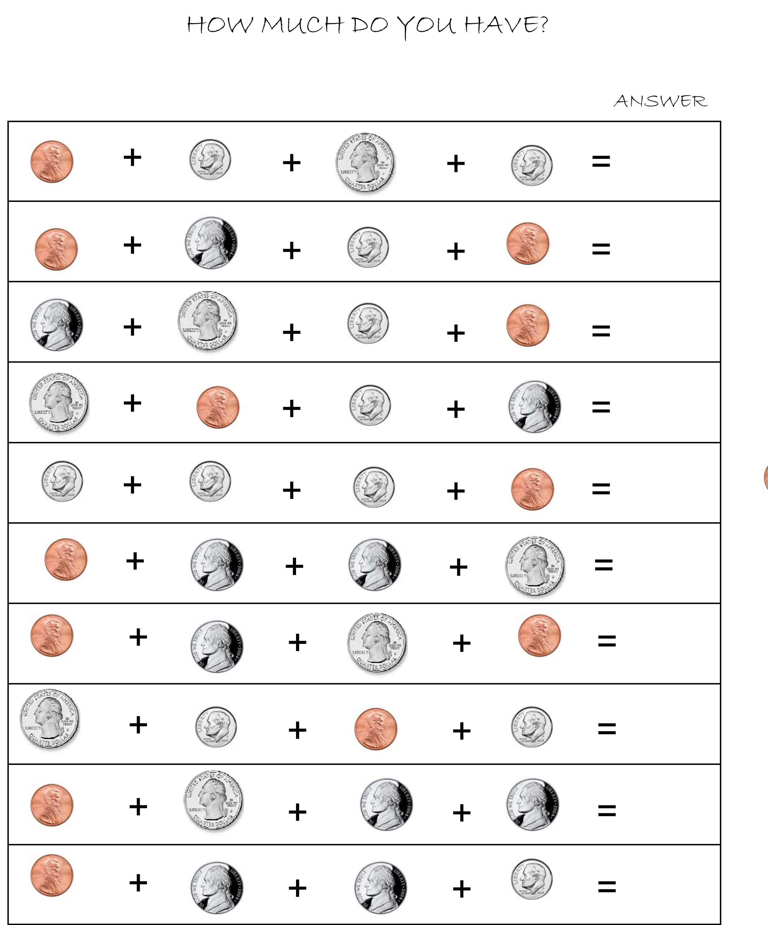 Counting Coins Worksheets First Grade First Grade Identifying Coins and their Values Lessons