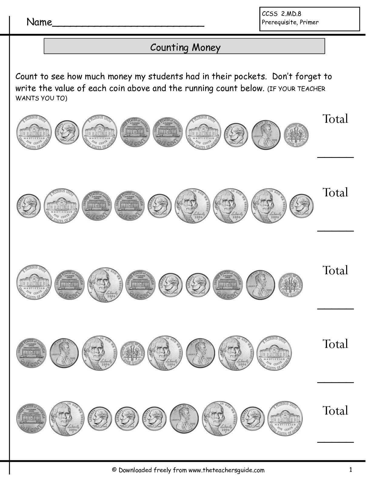 Counting Coins Worksheets First Grade Mixed Coins Worksheet
