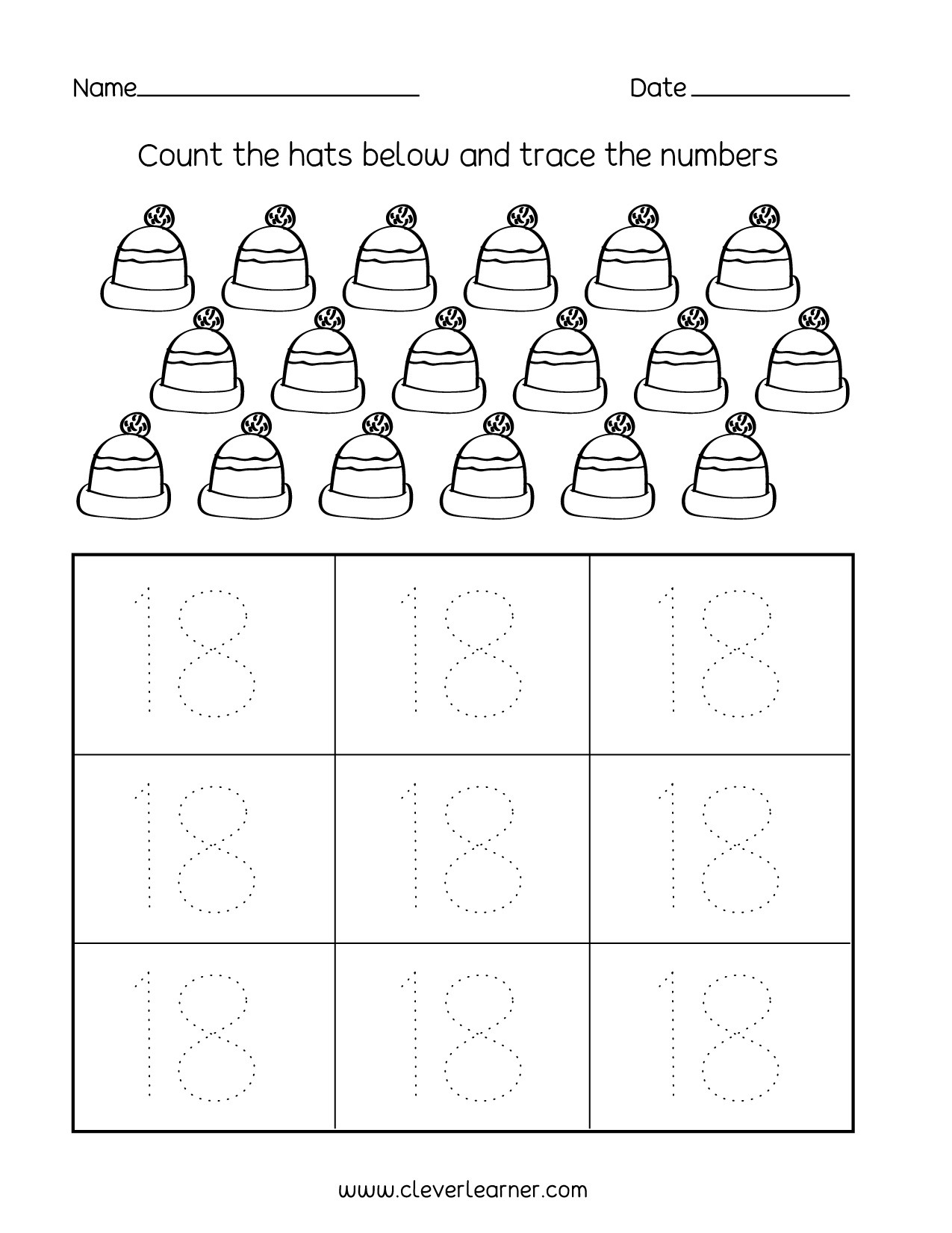 Counting Worksheets Preschool Number 18 Writing Counting and Identification Printable