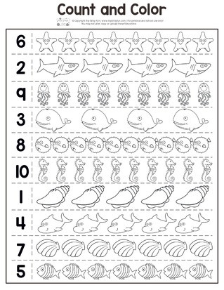 Counting Worksheets Preschool Summer Count and Color Preschool Worksheets Itsy Bitsy Fun