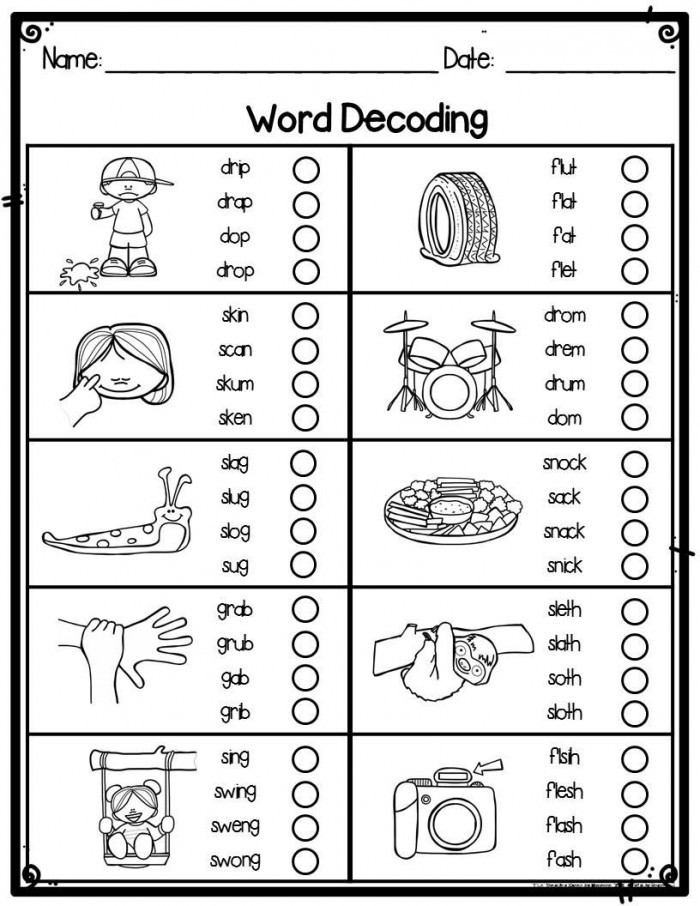 Decoding Worksheets for 1st Grade Decoding Using Beginning and End sounds Worksheets
