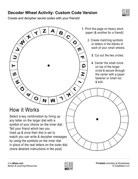 Decoding Worksheets for 1st Grade Spy Decoder Wheel – Custom Code Version – Childrens