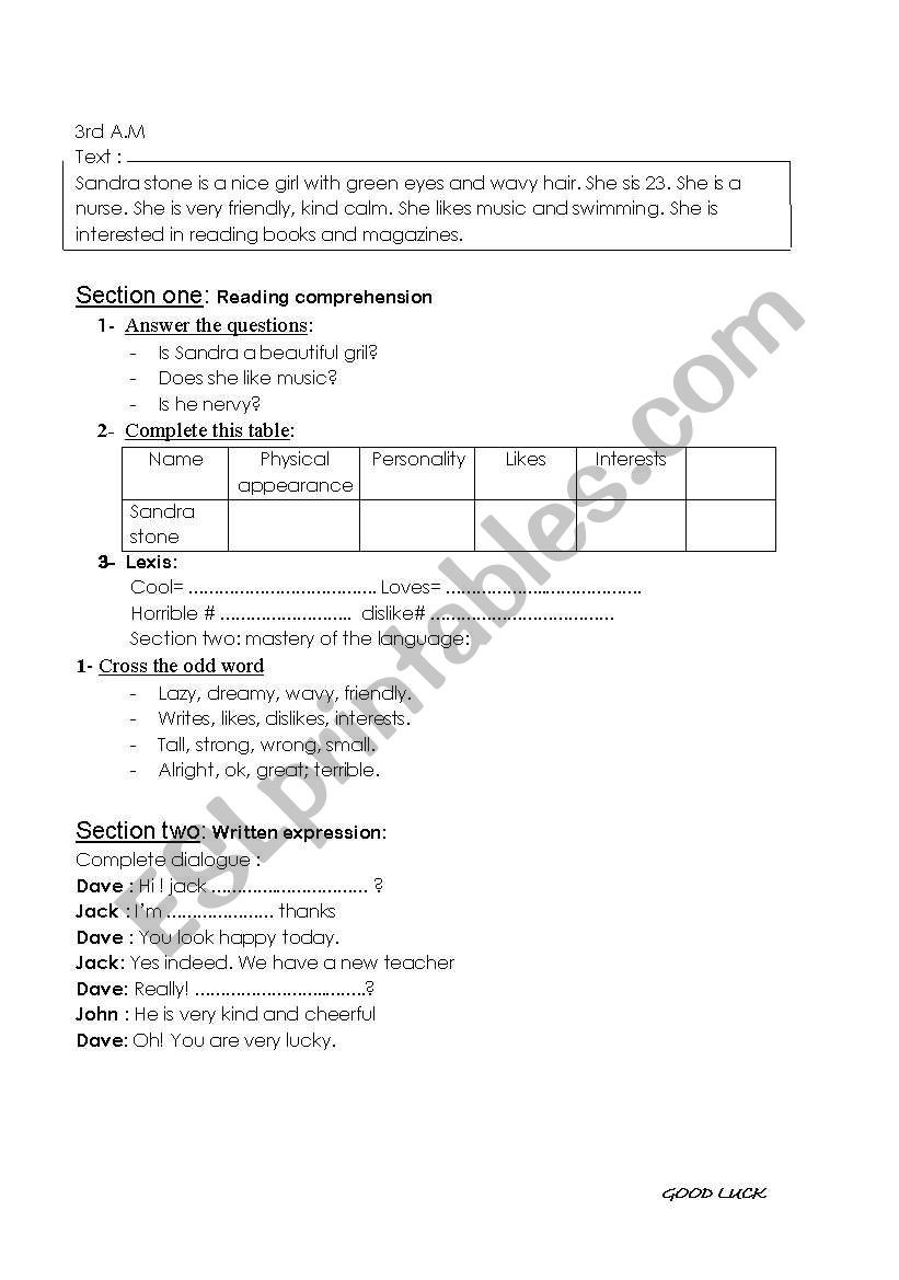 Dialogue Worksheets 3rd Grade English Worksheets Test for 3rd Grade