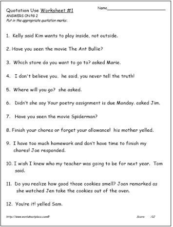 Dialogue Worksheets 4th Grade Quotation Marks Use Sentences for Modeling How to Use