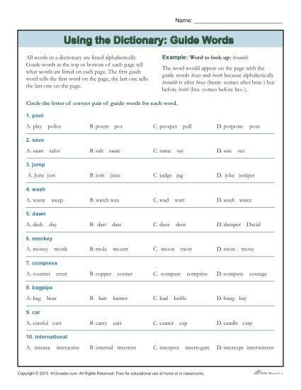 Dictionary Skill Worksheets 3rd Grade Dictionary Skills Worksheets