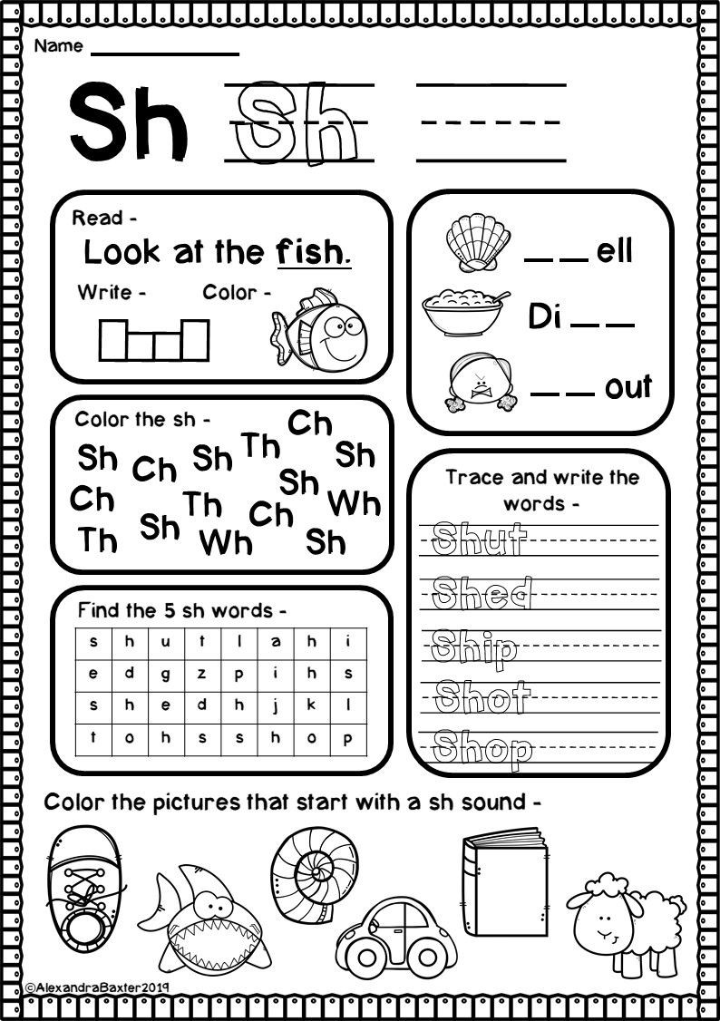 Digraph Worksheets for First Grade Sh Digraph Worksheets