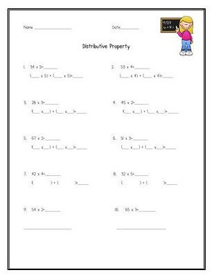 Distributive Property Worksheet 6th Grade Educationjourney Distributive Property