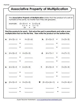 Distributive Property Worksheet 6th Grade Properties Of Multiplication Worksheets