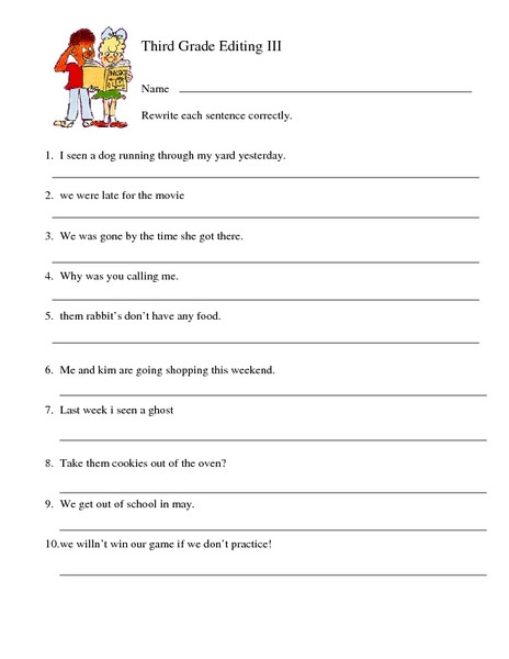 3rd Grade Editing Worksheets