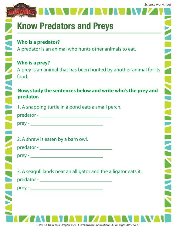 Energy Worksheets for 3rd Grade Know Predators and Preys Printable Science Worksheet for