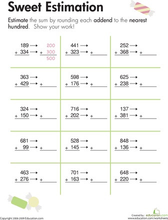 Estimating Worksheets 3rd Grade Front End Addition Lessons Tes Teach
