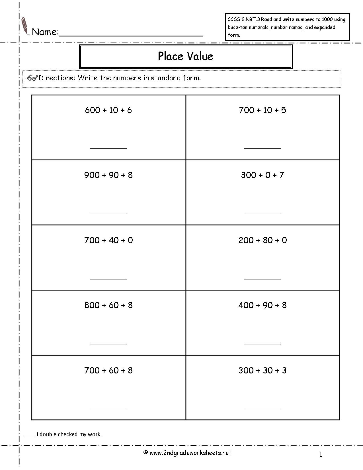 Expanded form Worksheets 1st Grade Ccss 2 Nbt 3 Worksheets Place Value Worksheets Read and
