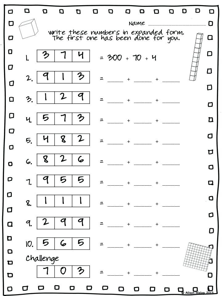 Expanded form Worksheets 1st Grade Place Value 1st Grade Numbers Place Value Free Printable