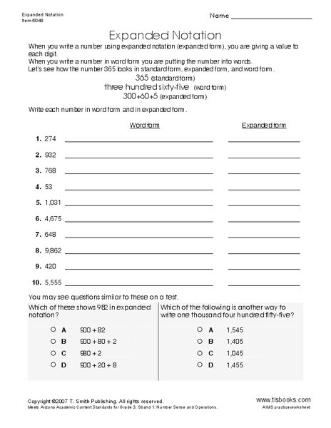 Expanded form Worksheets 5th Grade Expanded Notation Worksheet for 4th 5th Grade