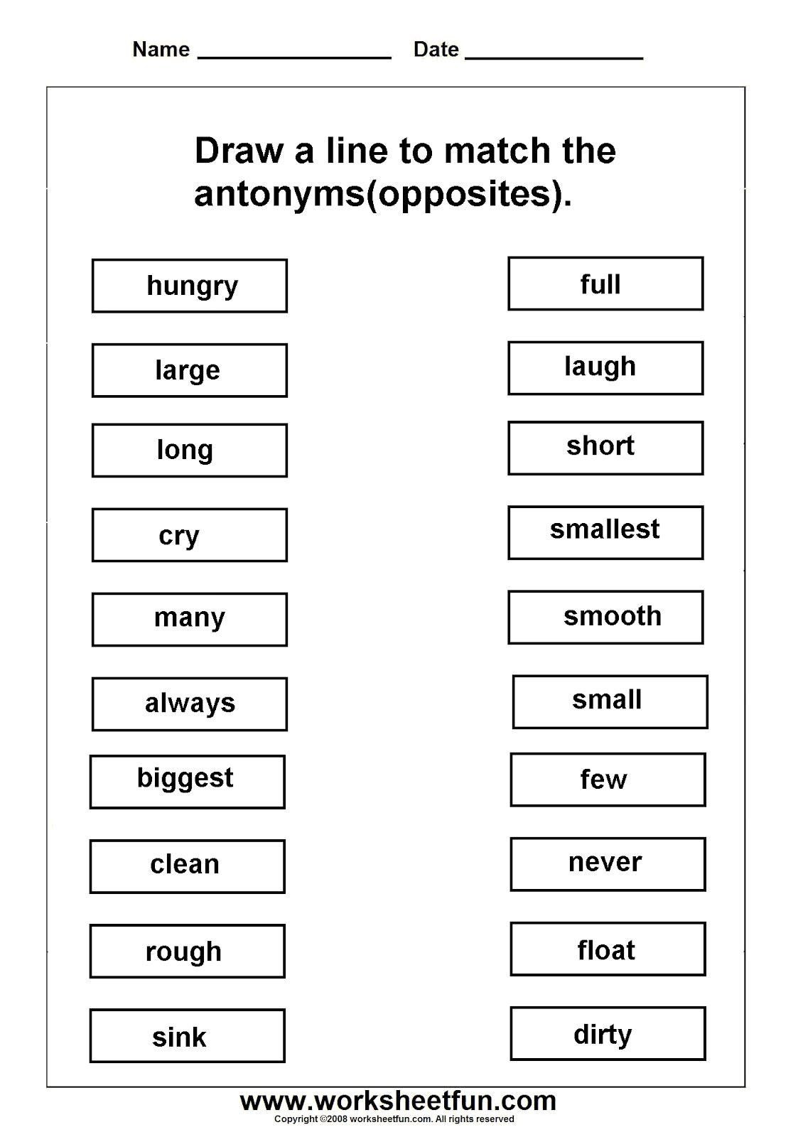 First Grade Antonyms Worksheet Pin On Grade Worksheets