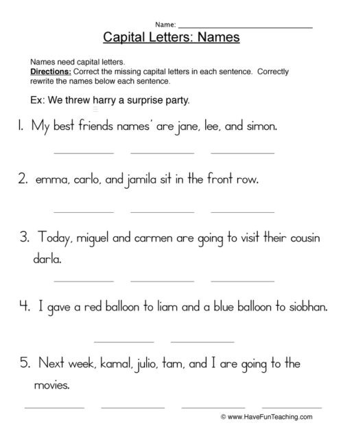 First Grade Capitalization Worksheets Capitalization Worksheets • Have Fun Teaching
