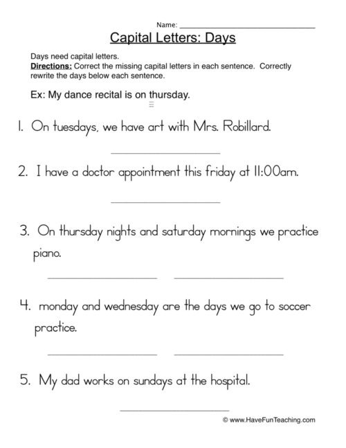 First Grade Capitalization Worksheets Capitalization Worksheets • Have Fun Teaching