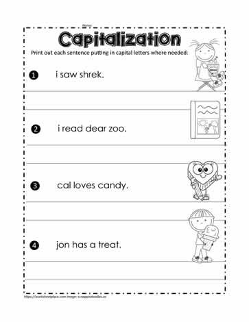 First Grade Capitalization Worksheets Fix the Sentences Worksheets
