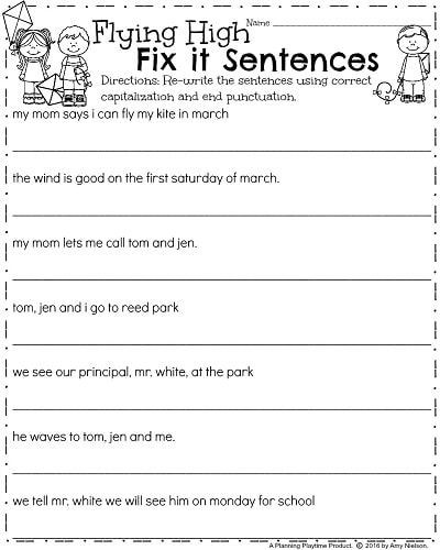 First Grade Punctuation Worksheets March First Grade Worksheets