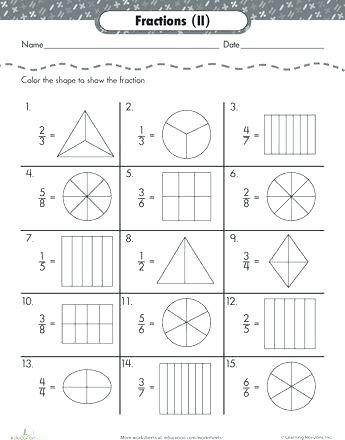 Fraction Worksheets First Grade 1st Grade Fractions Fraction Coloring Sheets Fractions