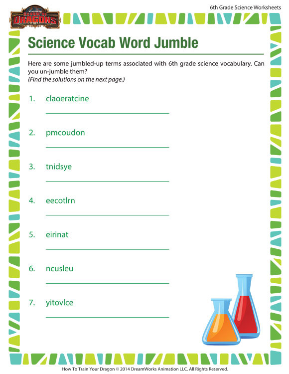 Free 6th Grade Science Worksheets Science Vocab Word Jumble View – Science Worksheets 6th