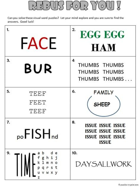 Free Printable Rebus Puzzles Rebus Puzzles From Puzzle to Print In 2020