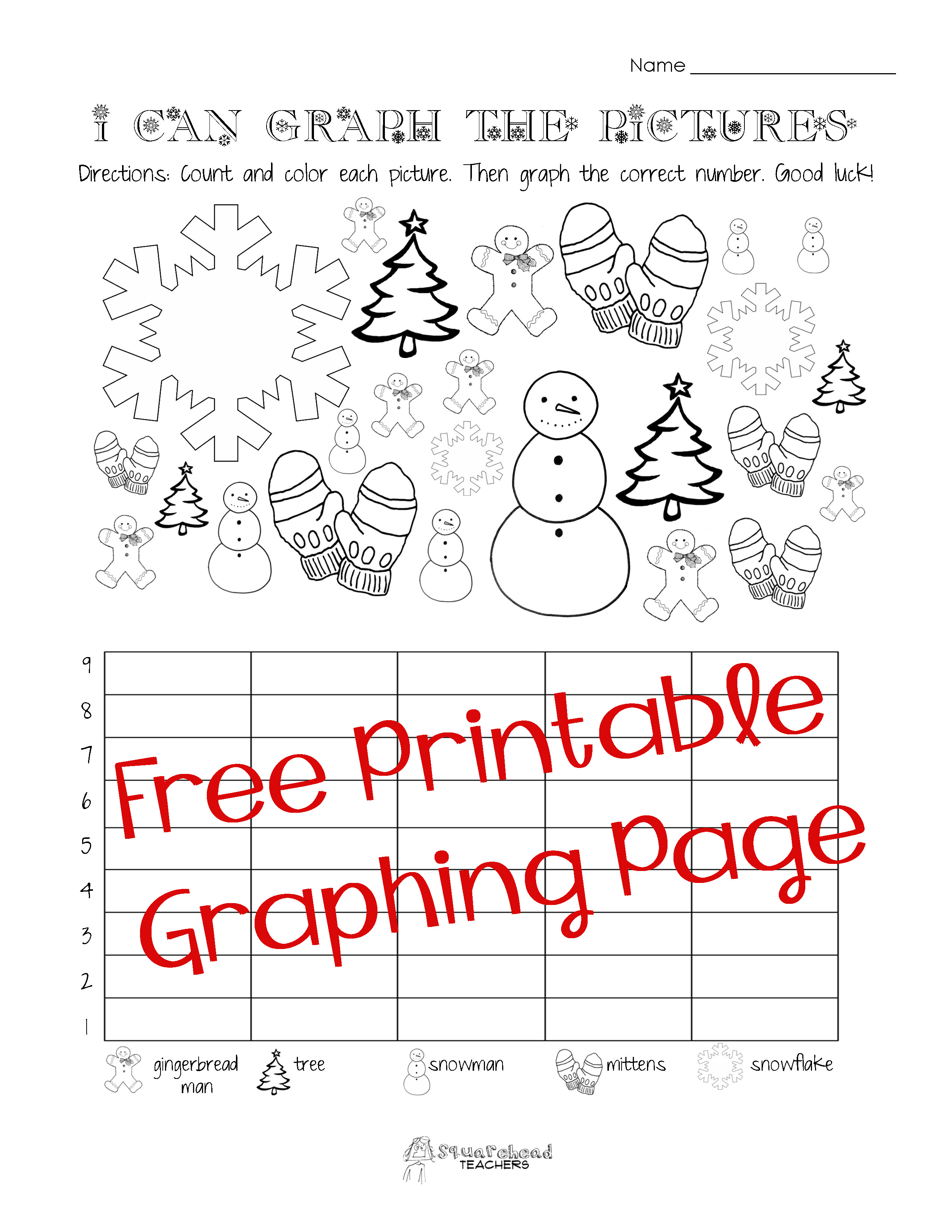 Graphing Worksheets for First Grade Free Christmas Winter Graphing Worksheet Kindergarten