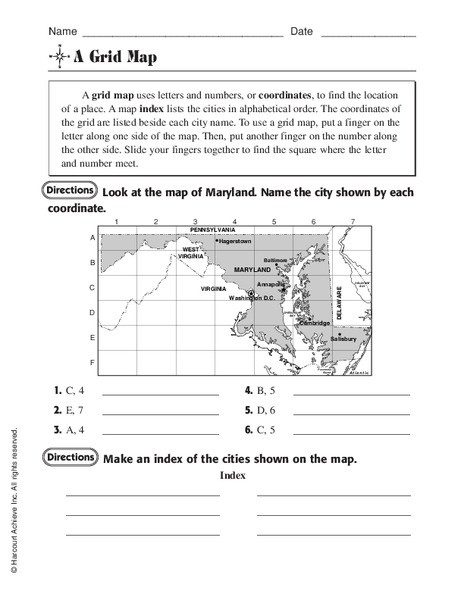 Grid Map Worksheets Grade 2 A Grid Map Worksheet for 3rd 5th Grade