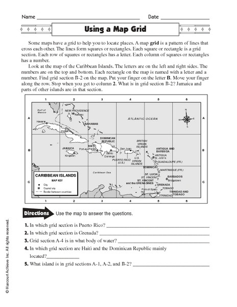 Grid Map Worksheets Grade 2 Using A Map Grid Worksheet for 4th 7th Grade
