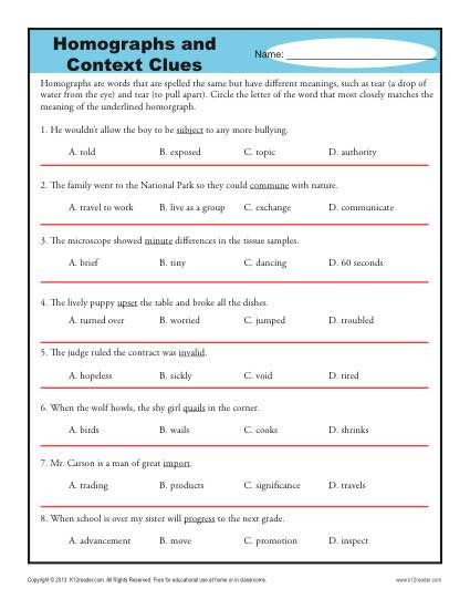 20 Homograph Worksheet 5th Grade Desalas Template