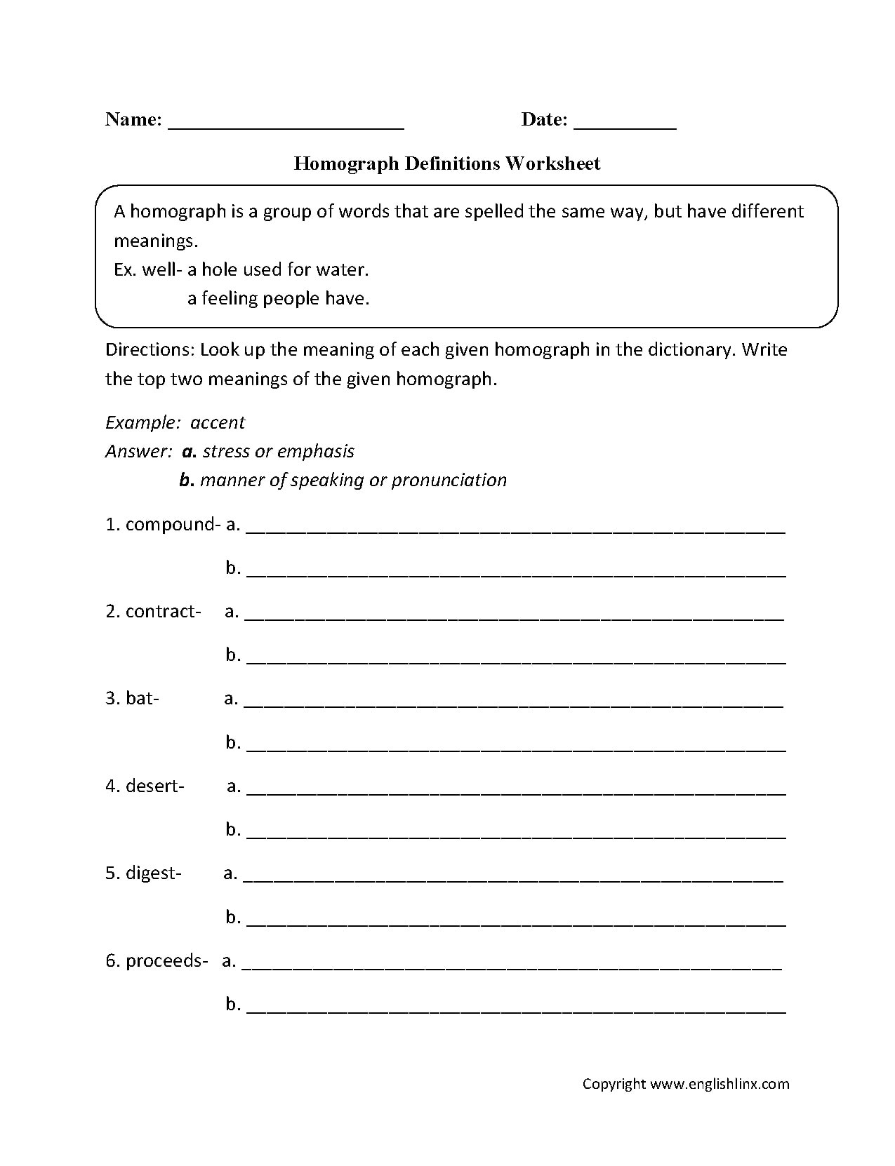 Homograph Worksheet 5th Grade Worksheet Homographs