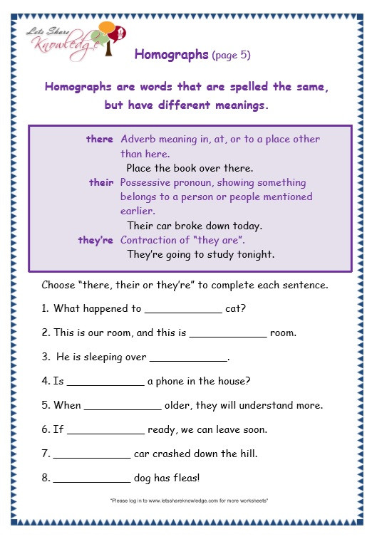 Homographs Worksheet 3rd Grade February 2016 – Lets Knowledge