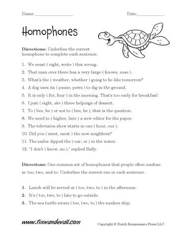 Homographs Worksheet 3rd Grade Free Homophones Worksheets