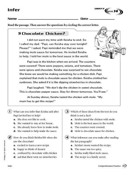 Inferencing Worksheets 4th Grade Infer Chocolate Chicken Worksheet for 4th 5th Grade