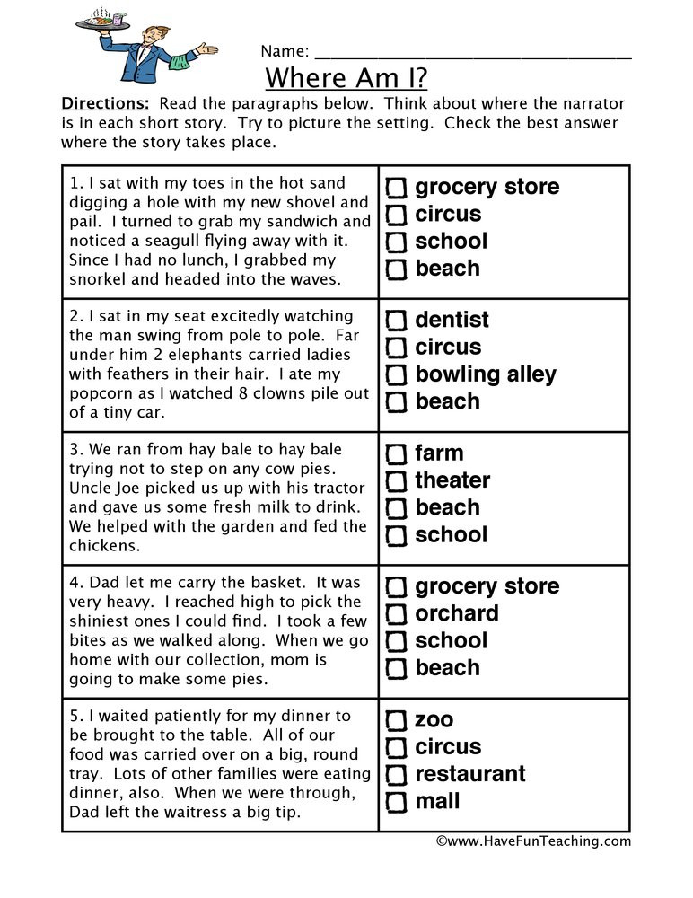 Inferencing Worksheets 4th Grade Locations Inferences Worksheet