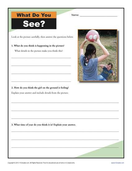 Inferencing Worksheets 4th Grade What Do You See