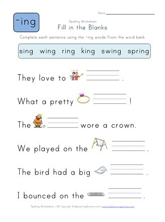 Ing Worksheets Grade 1 Plete the Sentences with Ing Words