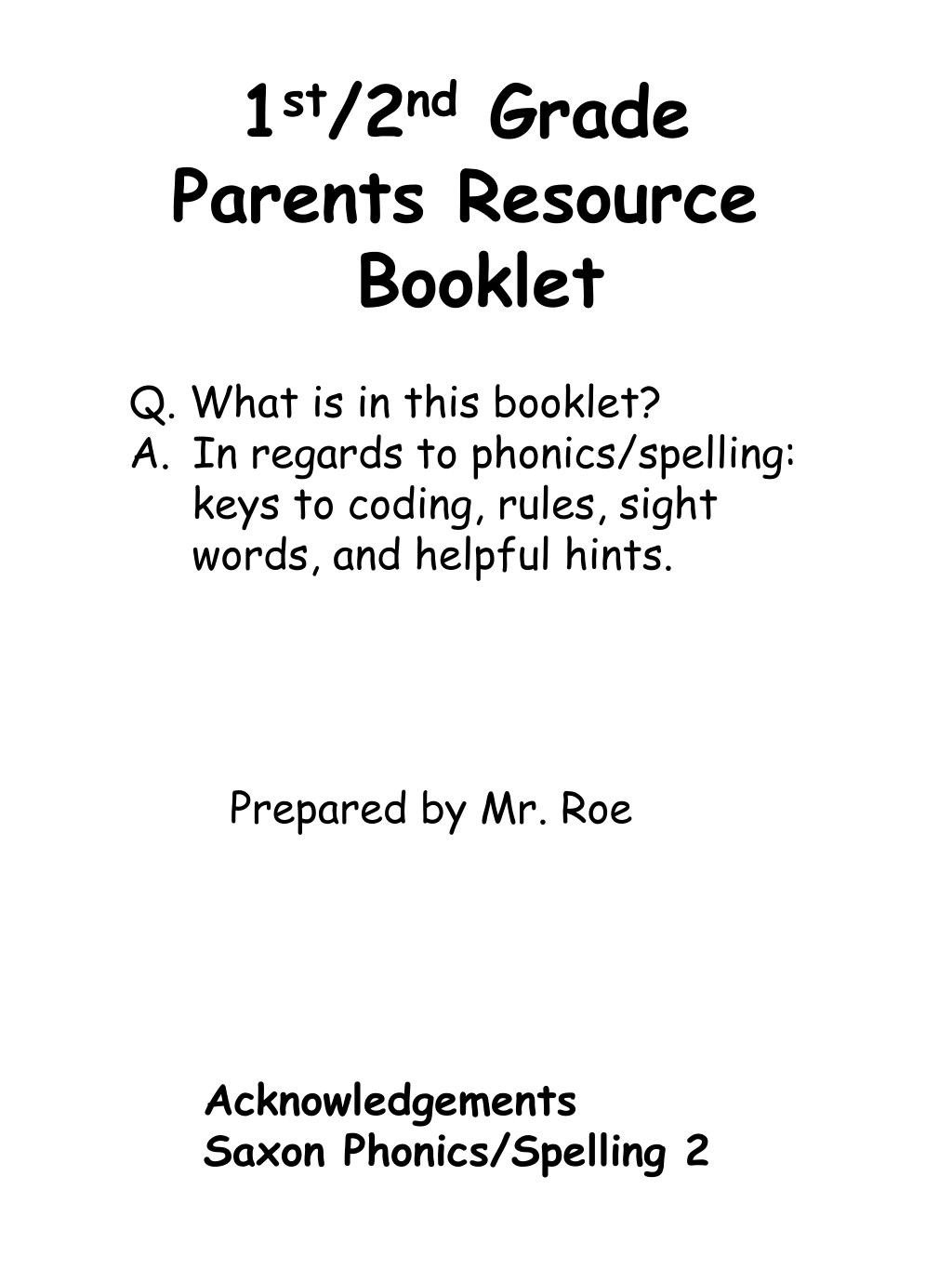 Irregularly Spelled Words 2nd Grade Ppt 1 St 2 Nd Grade Parents Resource Booklet Powerpoint