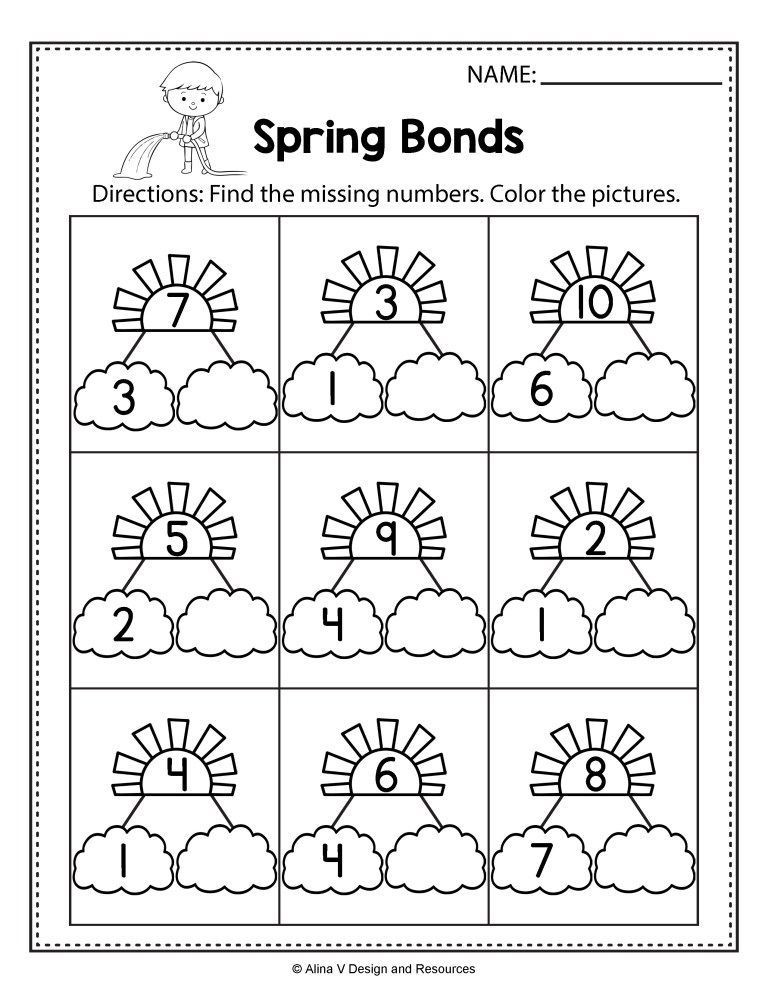 Kindergarten Math Worksheet Free Spring Math Worksheets for Kindergarten No Prep