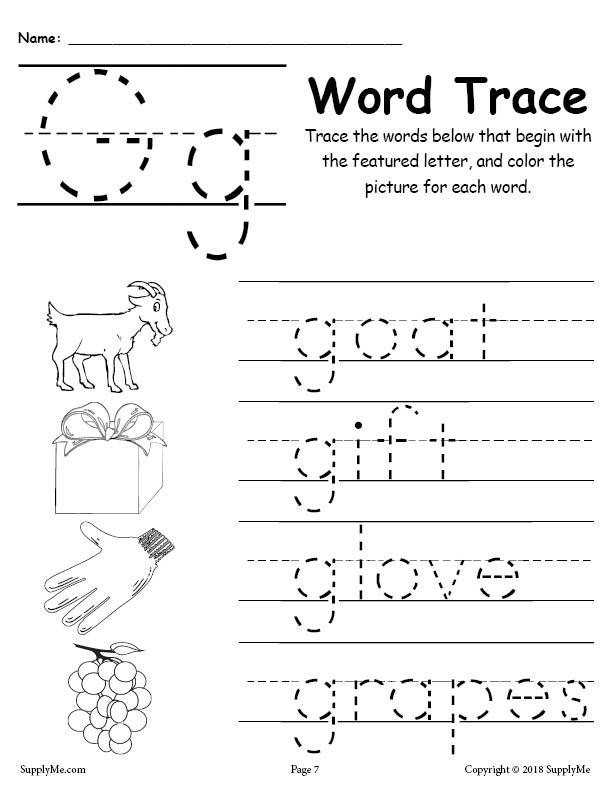 Letter G Tracing Worksheets Preschool Letter G Words Alphabet Tracing Worksheet