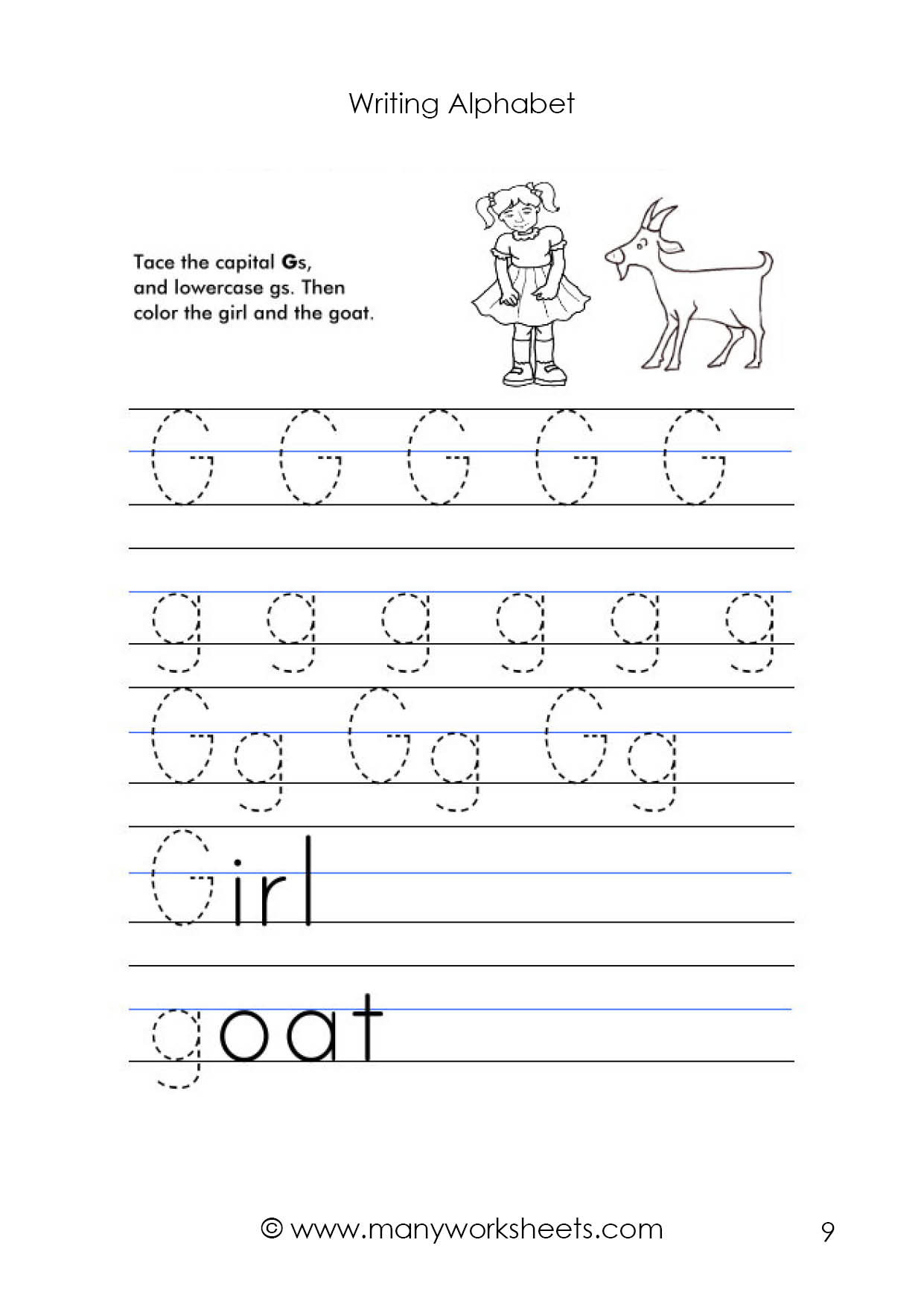 Letter G Tracing Worksheets Preschool Letter G Worksheet – Tracing and Handwriting