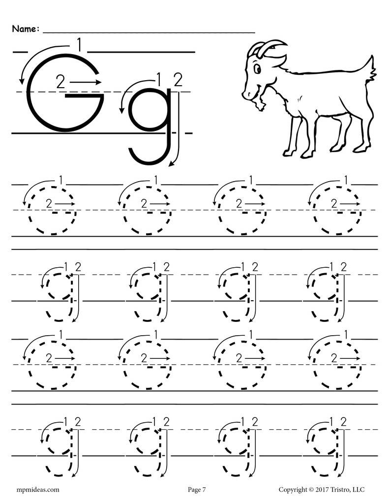 Letter G Tracing Worksheets Preschool Printable Letter G Tracing Worksheet with Number and Arrow Guides