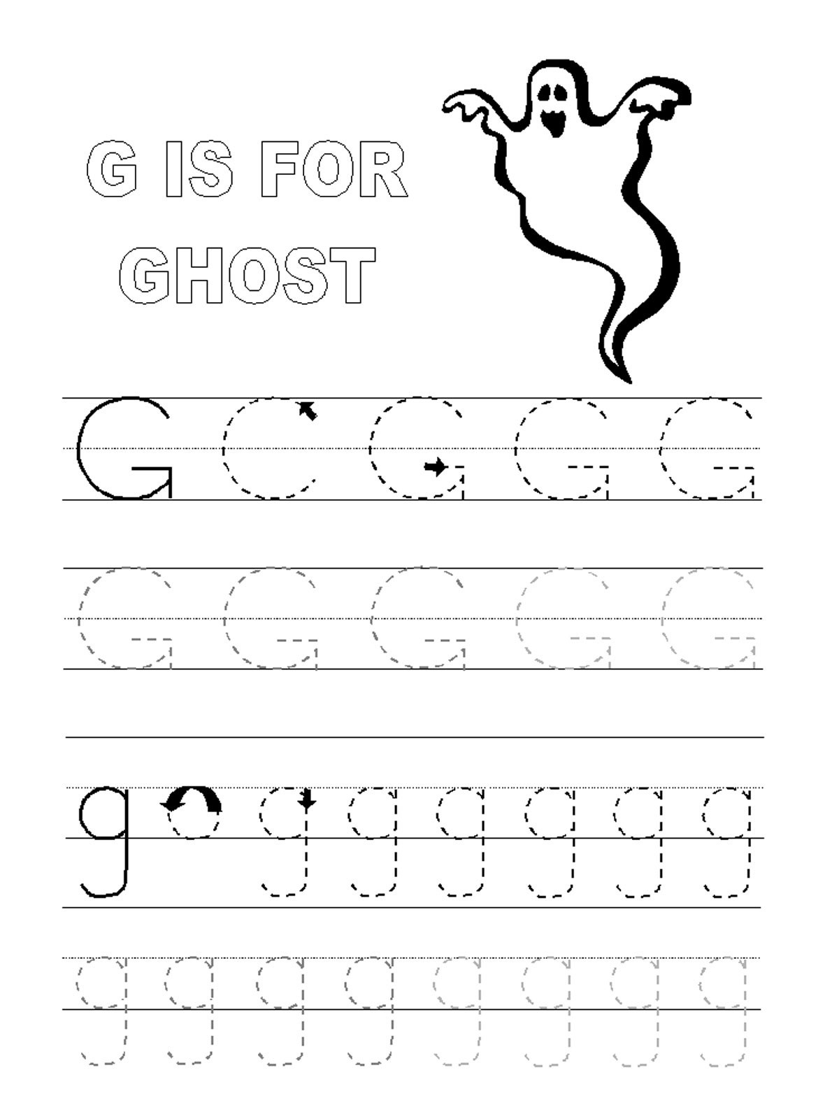 Letter G Tracing Worksheets Preschool Trace Letter G Worksheets