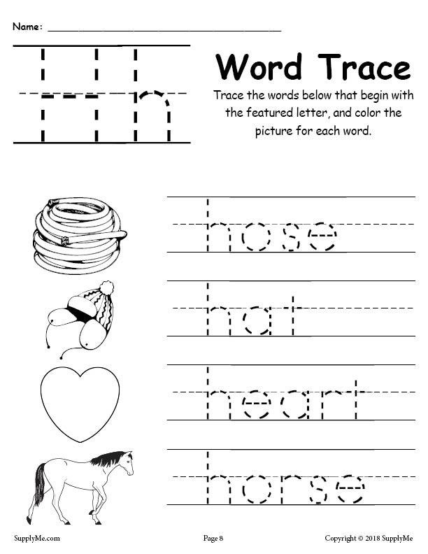 Letter H Tracing Worksheets Preschool Letter H Words Alphabet Tracing Worksheet