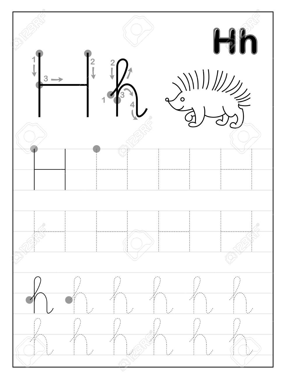 Letter H Tracing Worksheets Preschool Tracing Alphabet Letter H Black and White Educational Pages