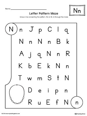 Letter N Worksheets for Preschool Letter N Pattern Maze Worksheet