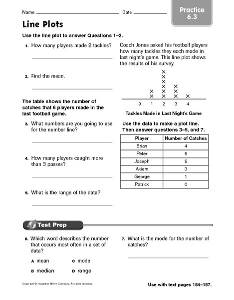 Line Graph Worksheets 5th Grade Line Plots Practice 6 3 Worksheet for 4th 5th Grade