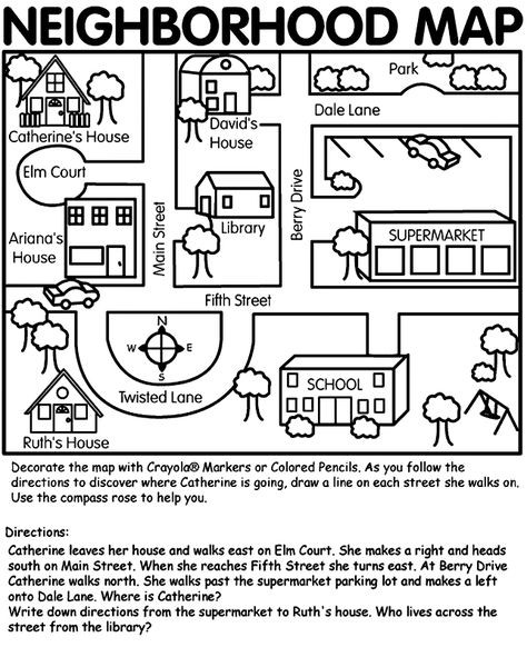 Map Worksheets for First Grade This Neighborhood Map Can Be Used for Teaching Map Skills to