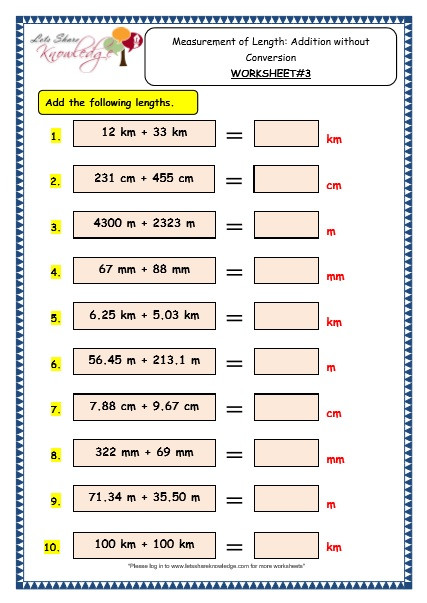 Measurement Worksheets Grade 3 Grade 3 Maths Worksheets 11 4 Measurement Of Length